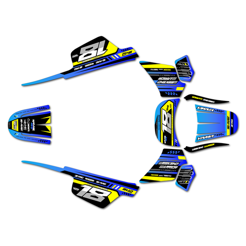 yamaha pw50 graphics kit all years warrior series blue