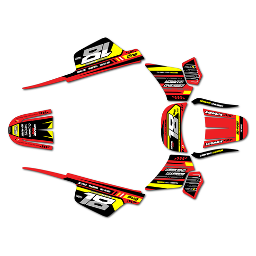 yamaha pw50 graphics kit all years warrior series red