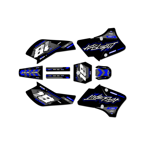yamaha ttr90 graphics kit 2000-2008 rebel series blue-shift