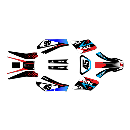 yamaha ttr250 graphics kit 1999-2006 division series red