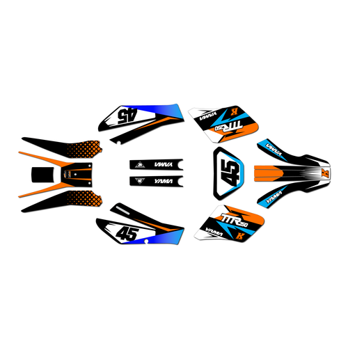 yamaha ttr250 graphics kit 1999-2006 division series orange