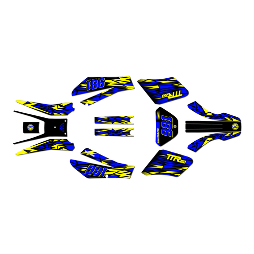 yamaha ttr250 graphics kit 1999-2006 twitch series blue-yellow