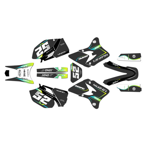 yamaha wr250f graphics kit 2003-2004 ominous series lime
