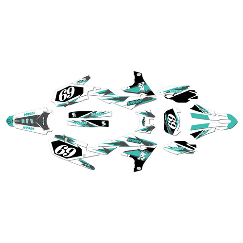 yamaha wr450f graphics kit 2019-2023 vintage series teal