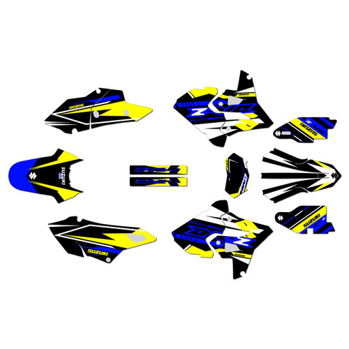 suzuki drz400p graphics kit 2000-2024 razor series yellow-blue