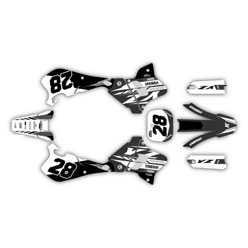 yamaha yz250 graphics kit 1993-1995 factory series grey