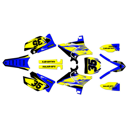 yamaha yz250u graphics kit 2002-2014 dream series yellow