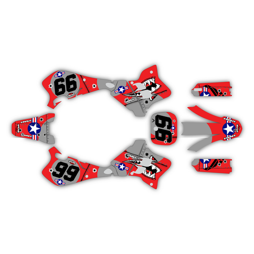 yamaha yz250 graphics kit 1993-1995 predator series red