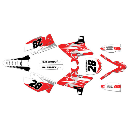 yamaha yz250u graphics kit 2002-2014 factory series red