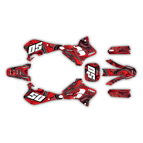 yamaha yz125 graphics kit 1993-1995 snagged series red
