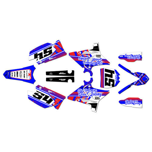 yamaha yz250u graphics kit 2002-2014 split series red