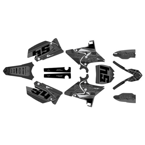 yamaha yz250u graphics kit 2002-2014 split series smoke
