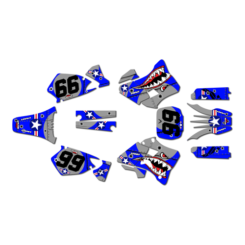 yamaha yz125 graphics kit 1996-2001 predator series blue