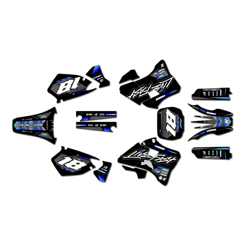 yamaha yz125 graphics kit 1996-2001 rebel series blue