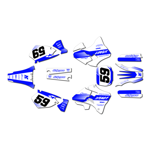 yamaha yz250 graphics kit 1996-2001 swift series blue-shift