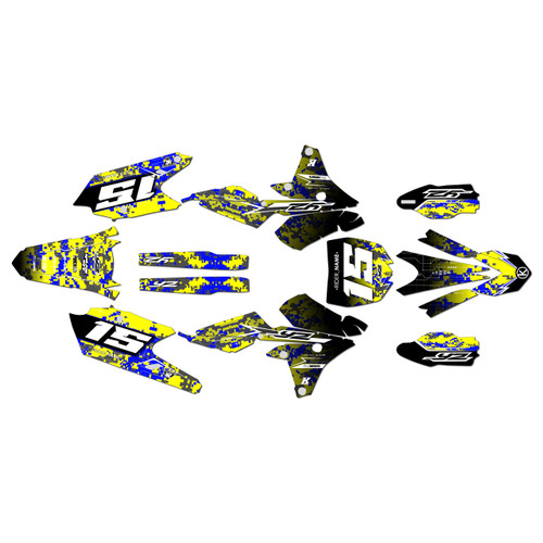 yamaha yz250f graphics kit 2014-2018 cyberware series yellow