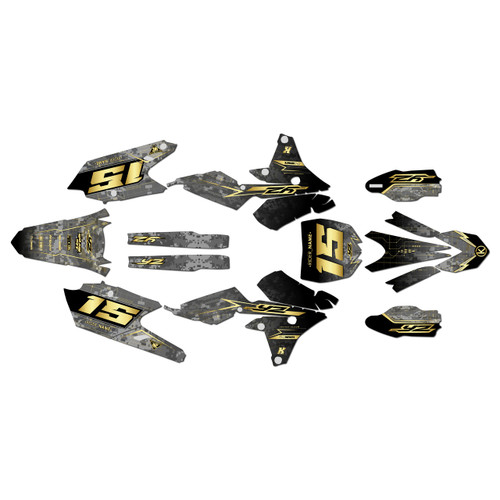 yamaha yz450f graphics kit 2014-2017 cyberware series gold