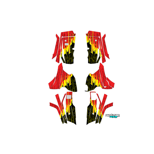 honda fourtrax graphics kit 2013-2026 fracture series red-yellow