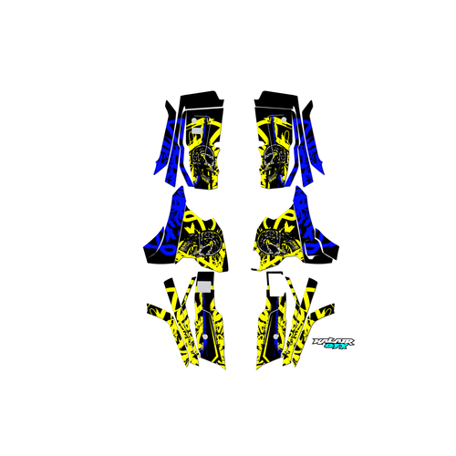 honda fourtrax graphics kit 2013-2026 revolt series yellow