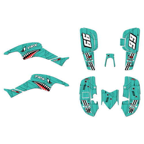 honda trx400ex graphics kit 2005-2007 predator series teal