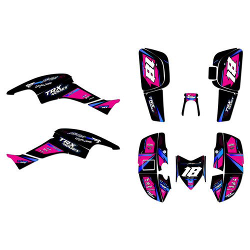 honda trx400ex graphics kit 2005-2007 rebel series magenta