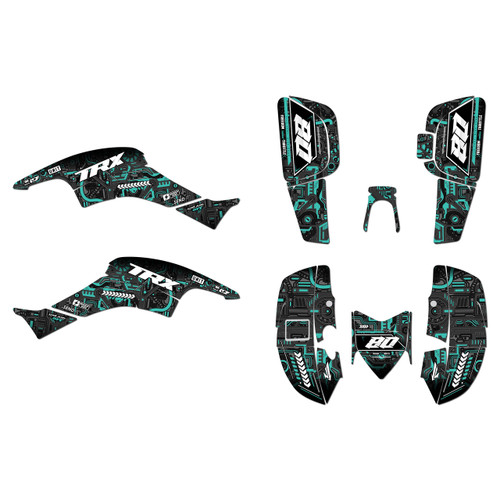 honda trx400ex graphics kit 2005-2007 rift series teal