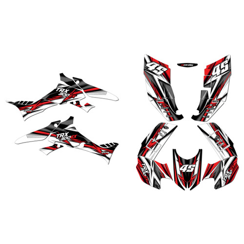 honda trx300ex graphics kit 2007-2013 shred series red