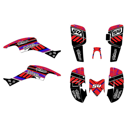 honda trx400ex graphics kit 2005-2007 split series red