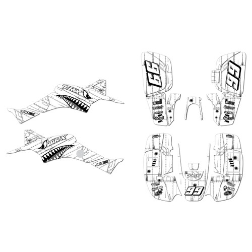 honda trx400ex graphics kit 1999-2004 predator series white