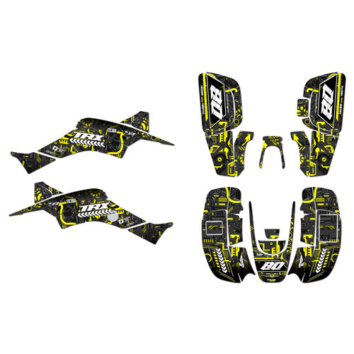 honda trx400ex graphics kit 1999-2004 rift series yellow