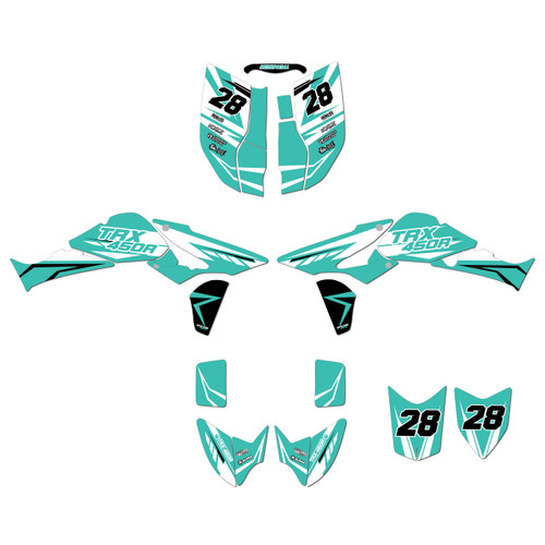 honda trx450r graphics kit 2004-2005 factory series teal