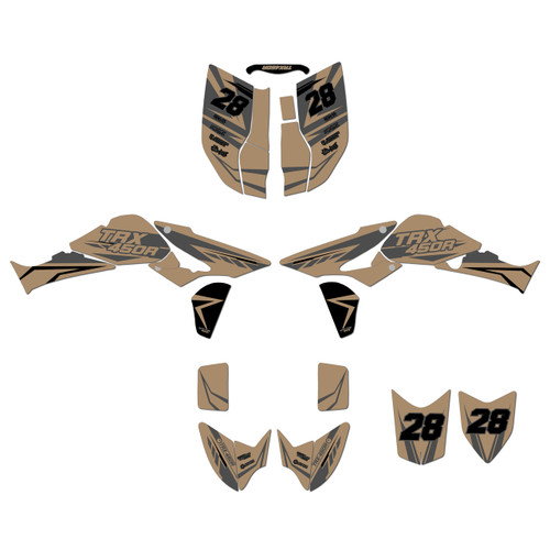 honda trx450r graphics kit 2004-2005 factory series tan