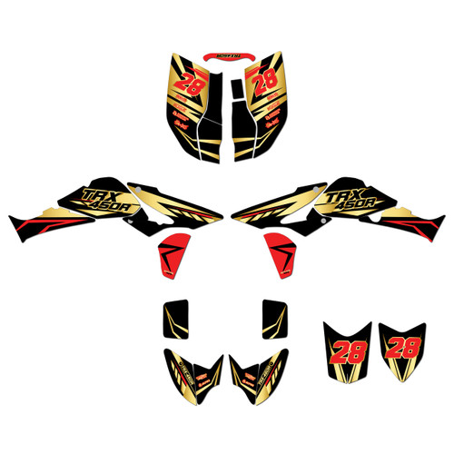 honda trx450r graphics kit 2004-2005 factory series gold
