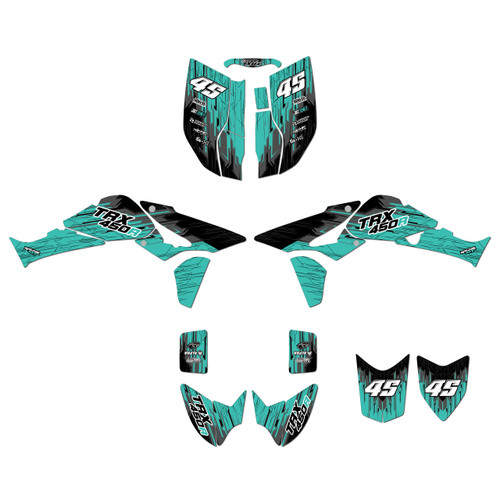 honda trx450r graphics kit 2004-2005 fracture series teal