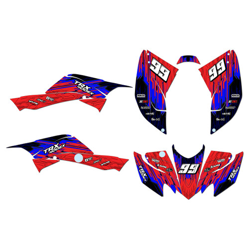 honda trx400ex graphics kit 2008-2016 fracture series blue-shift