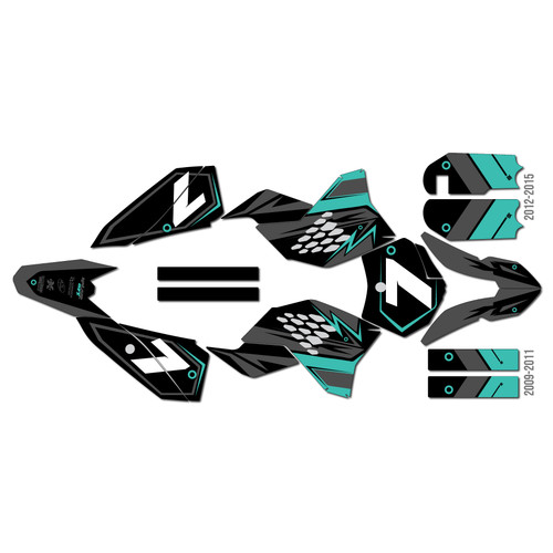 ktm 50sx graphics kit 2009-2015 bash series teal