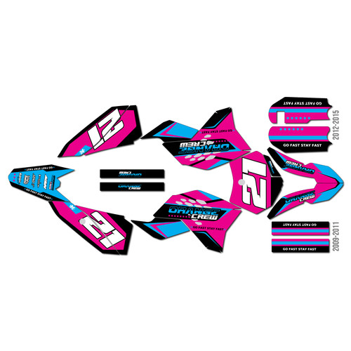 ktm 50sx graphics kit 2009-2015 crew series magenta