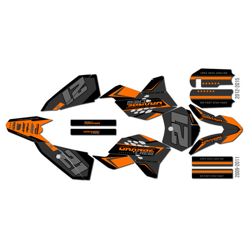 ktm 50sx graphics kit 2009-2015 crew series orange-shift