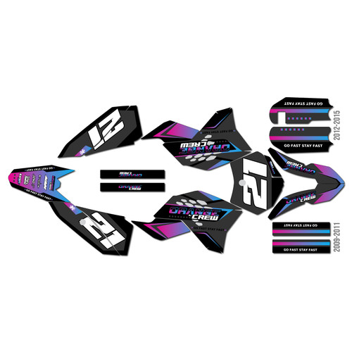 ktm 50sx graphics kit 2009-2015 crew series magenta-shift