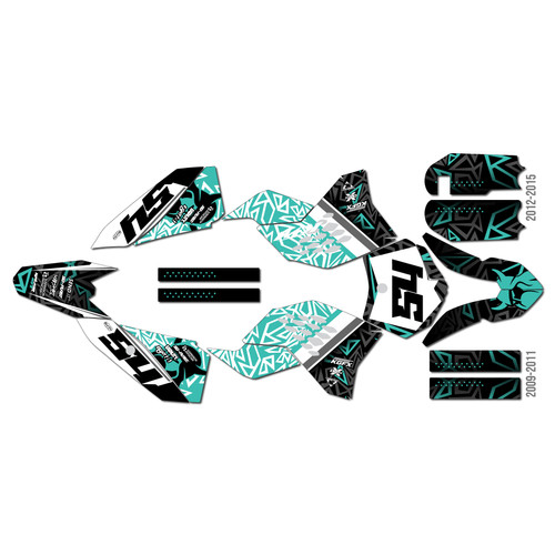 ktm 50sx graphics kit 2009-2015 cyrus series teal