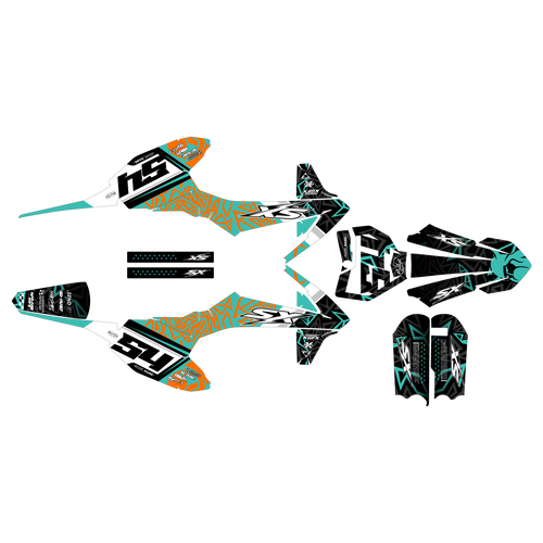 ktm 50sx graphics kit 2020-2023 cyrus series teal shift