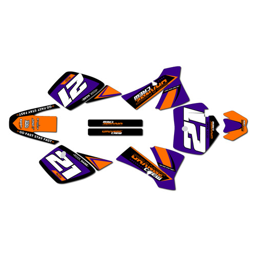 ktm 50sx graphics kit 2002-2008 orange-crew series purple