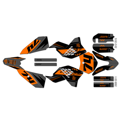 ktm 50sx graphics kit 2009-2015 prestige series orange-shift