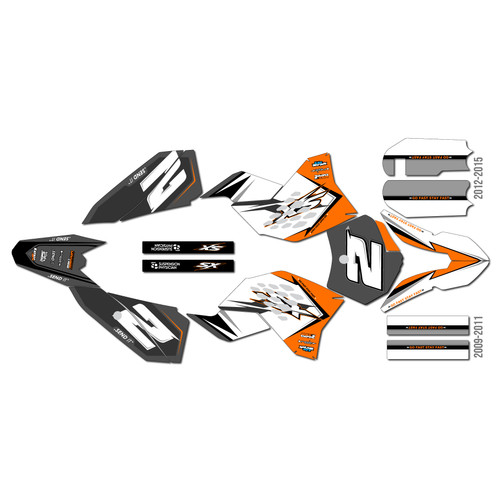 ktm 50sx graphics kit 2009-2015 razor series orange