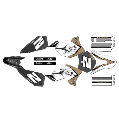 ktm 50sx graphics kit 2009-2015 razor series tan