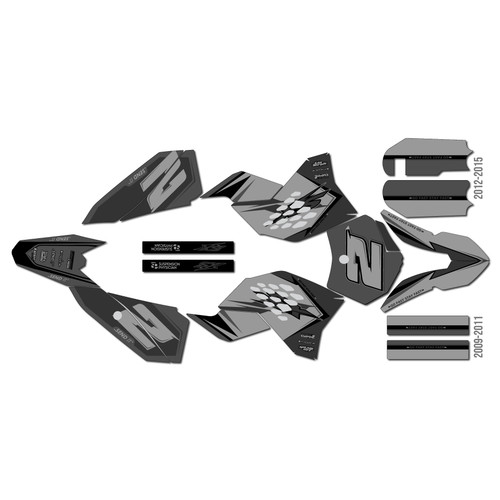 ktm 50sx graphics kit 2009-2015 razor series smoke