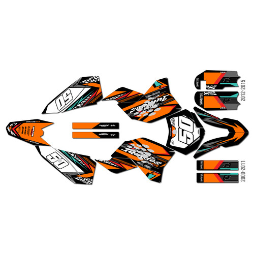 ktm 50sx graphics kit 2009-2015 rugged series orange