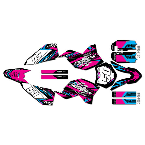 ktm 50sx graphics kit 2009-2015 rugged series magenta
