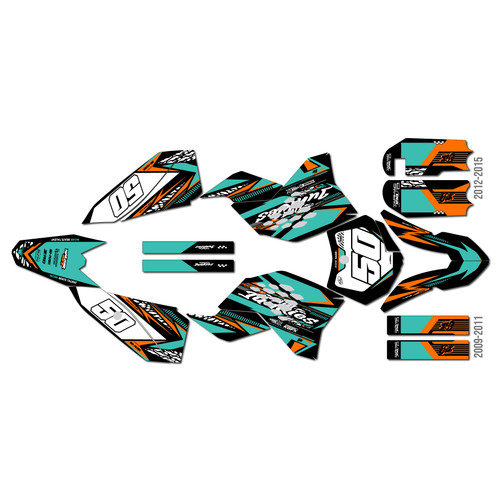 ktm 50sx graphics kit 2009-2015 rugged series teal
