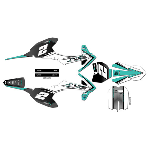 ktm 50sx graphics kit 2020-2023 razor series teal
